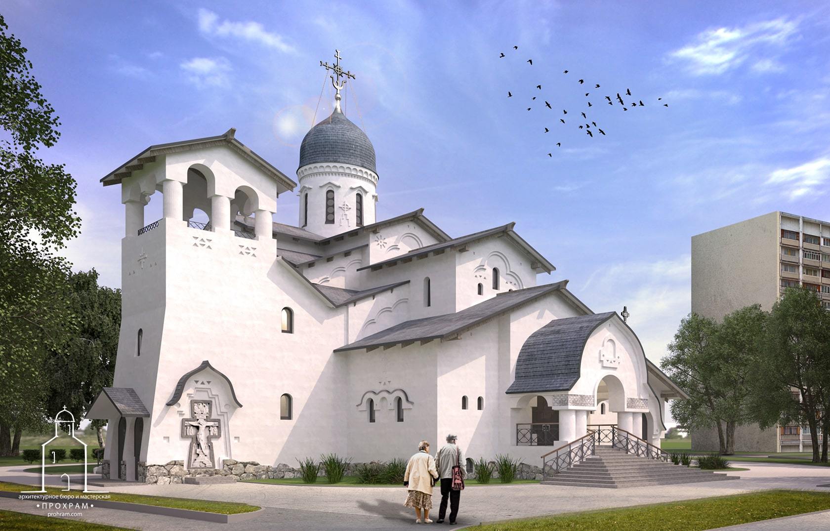 Church in honor of St. Peter and Febronia of Murom, orthodox church project, architecture church project, sacred architecture, church draft sketches, orthodox church architecture