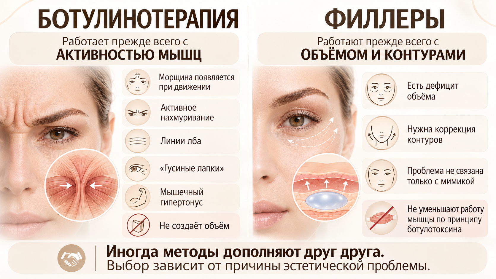 Ботулинотерапия или филлеры: сравнение методов коррекции морщин и объёма лица