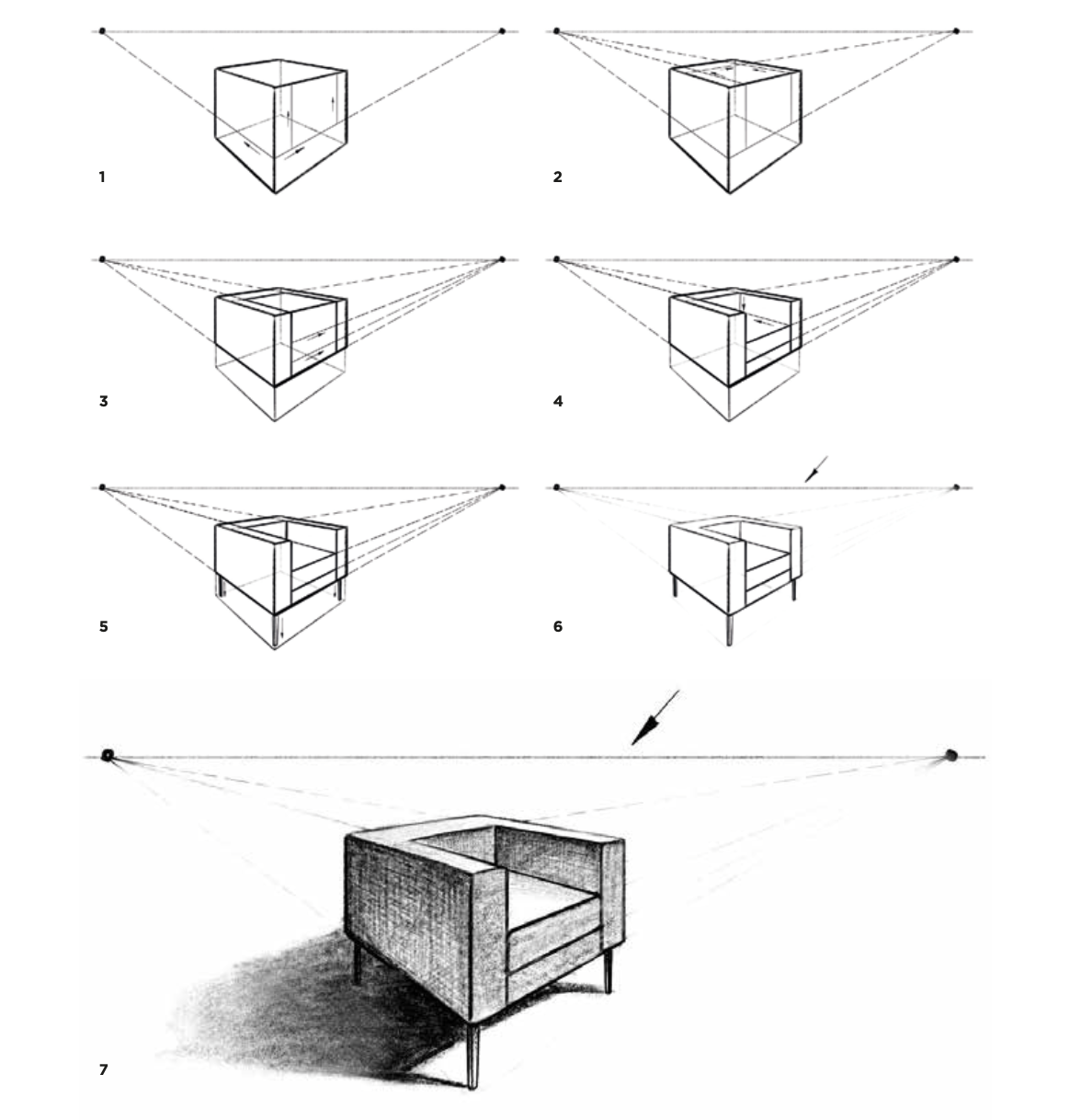 Step-by-step chair drawing guide