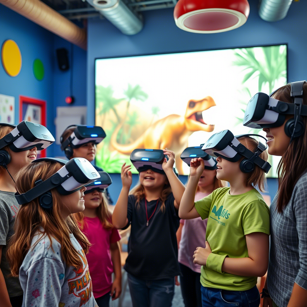 Дети празднуют день рождения в VR-клубе Москвы с использованием современных технологий виртуальной реальности