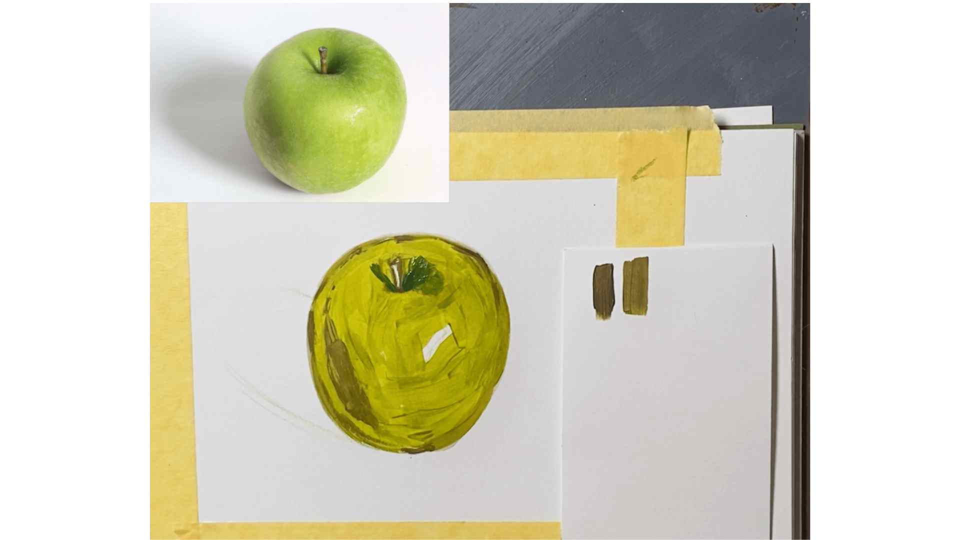 Як передати об'ємність та форму яблука на папері?