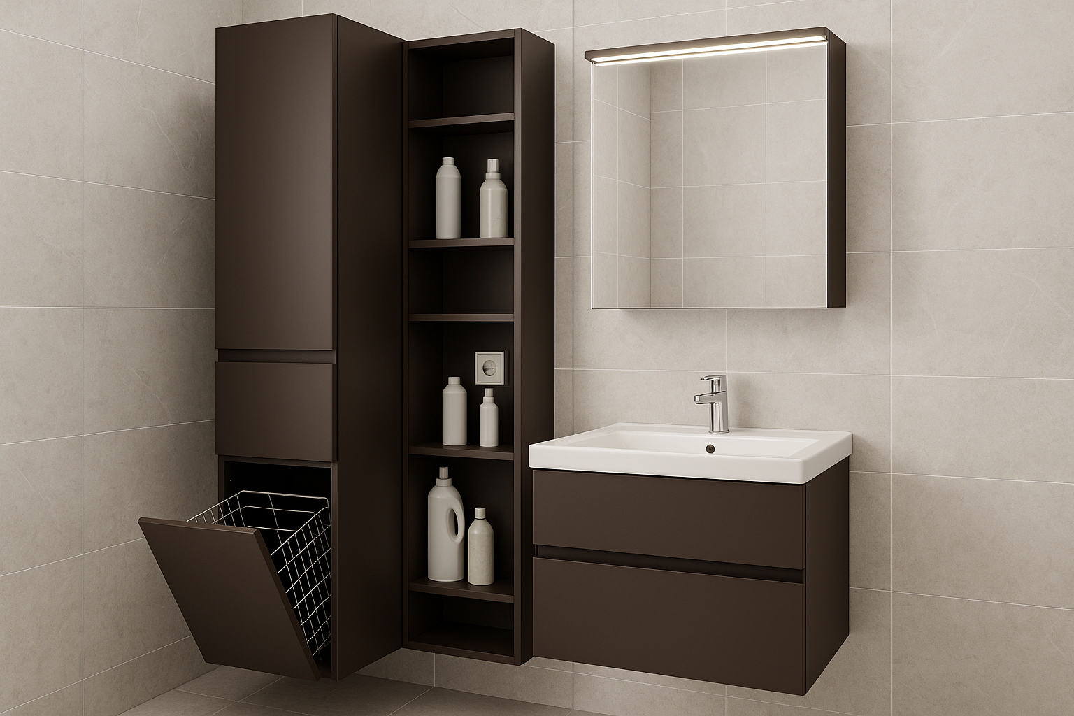 Пеналы и шкафы для ванной