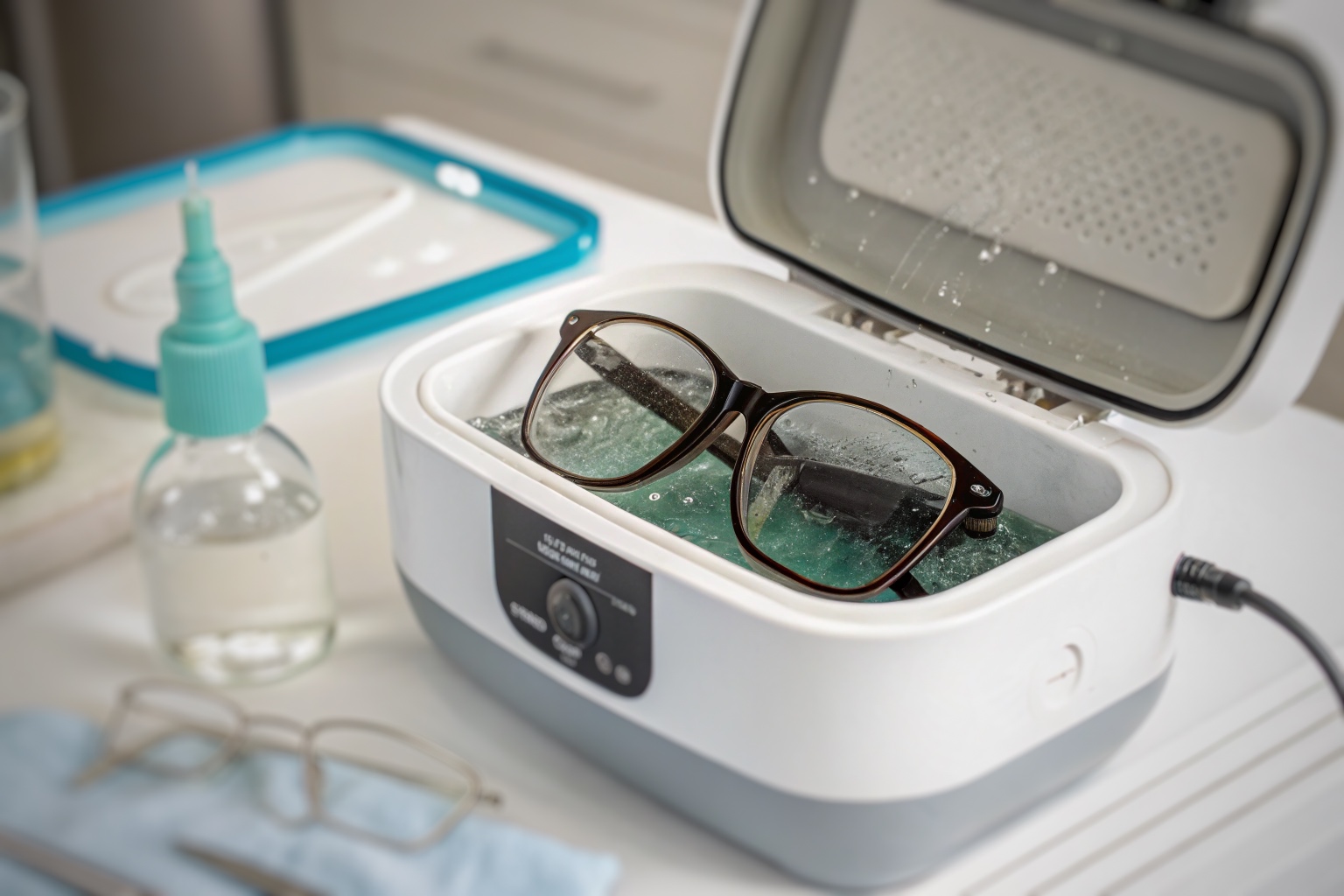В Уфоптике производят ультразвуковую чистку очков в специальном оборудование