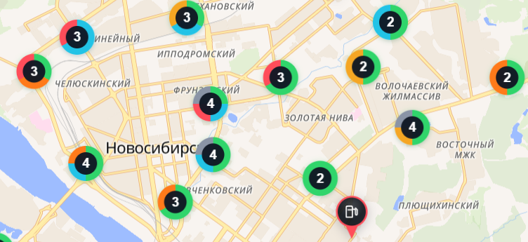 Карта заправок в Новосибирске
