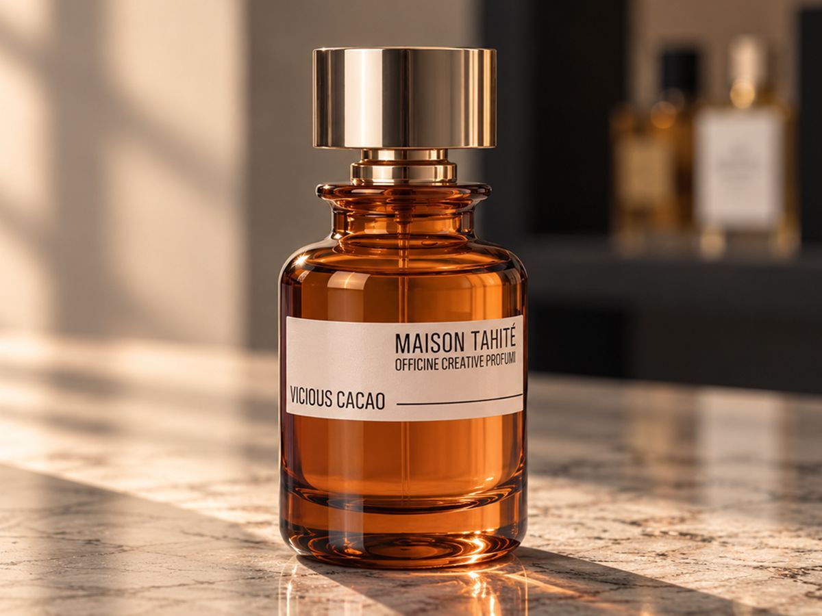 Maison Tahité Vicious Cacao - флакон парфюма на стойке магазина