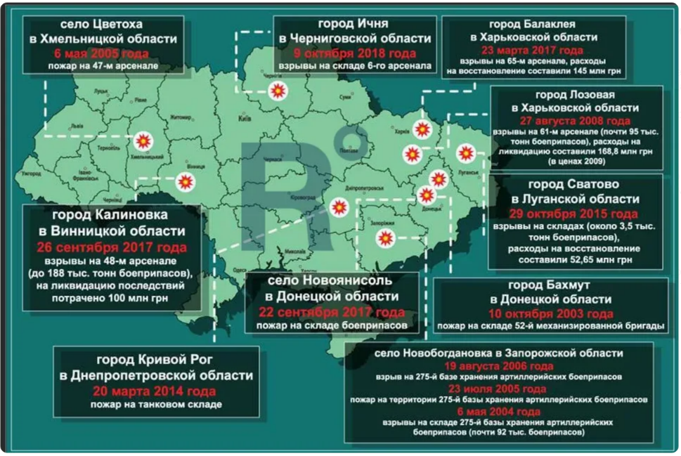 Карта взрывов на украине