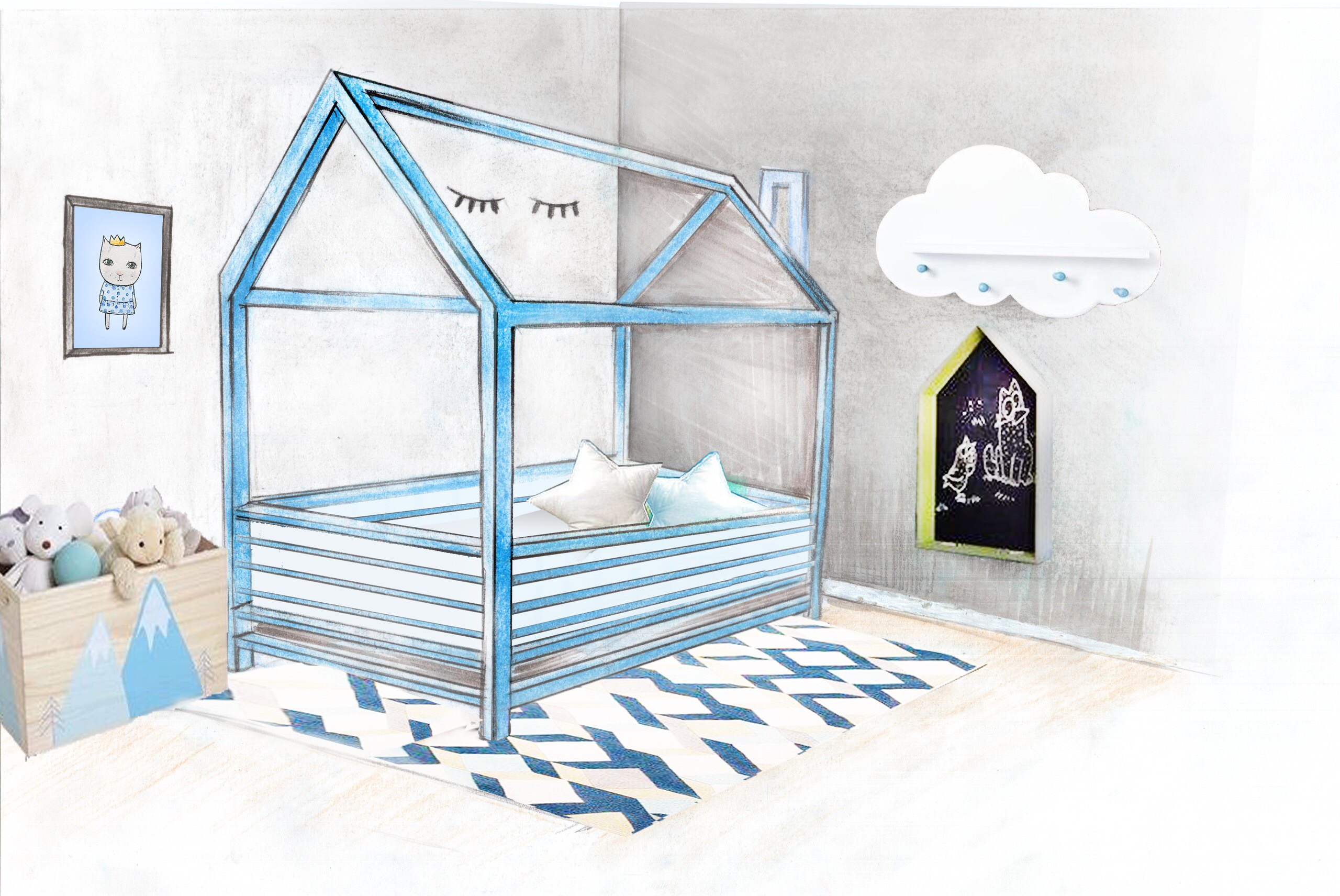 кровать домик для детей чертежи