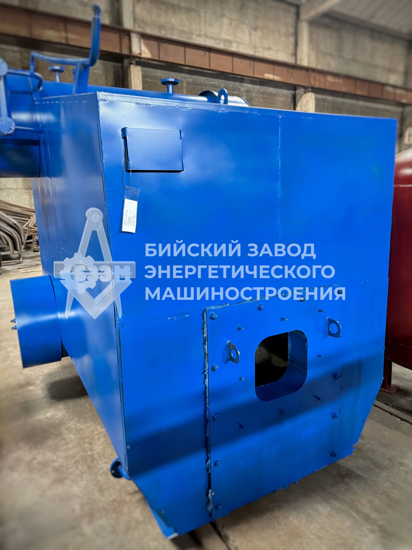 Котёл Е-1,0-0,9 ГМ с горелкой Gibital на производственной площадке БЗЭМ перед отгрузкой
