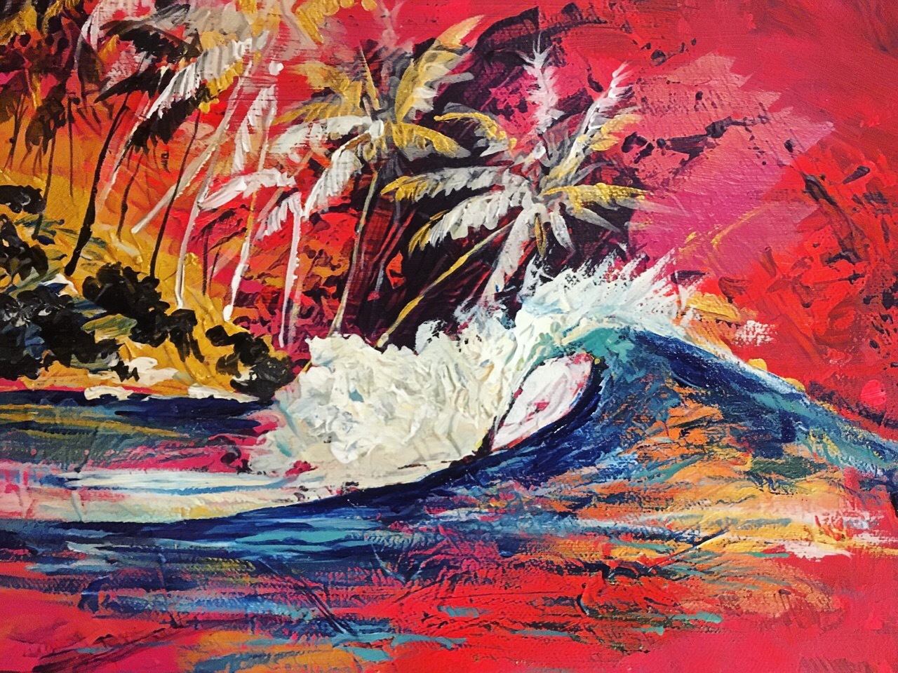 Powerful painted landscape with bold colors and gestural marks
