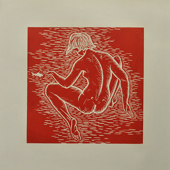 engraving linocut Nude