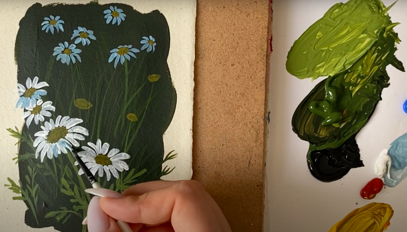 How to choose suitable colors for painting daisies with acrylics?