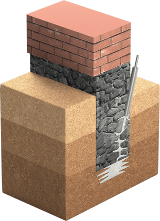 Grouting of the foundation