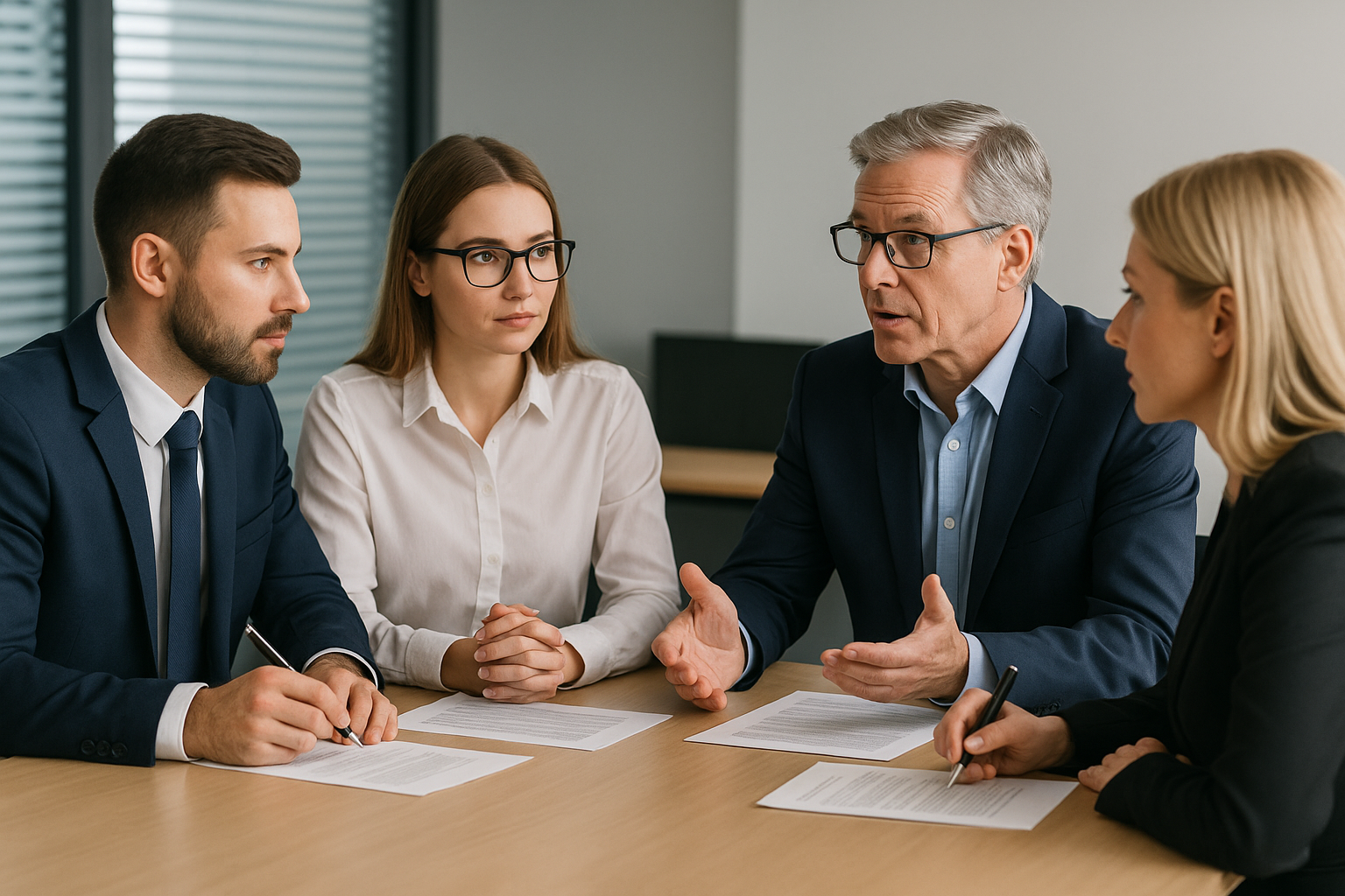 Équipe de direction examinant la conformité d’une entreprise en Suisse