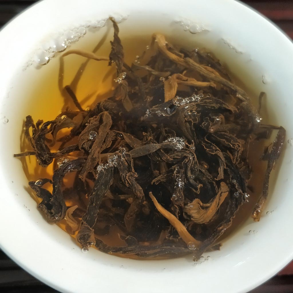 Glowing amber tea liquor