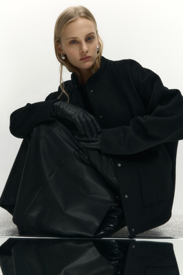 Пальто женское черное укороченное