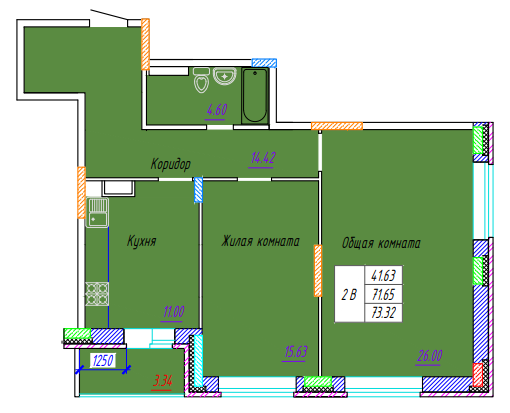 ЖК Волжская тройка планировка однокомнатной квартиры