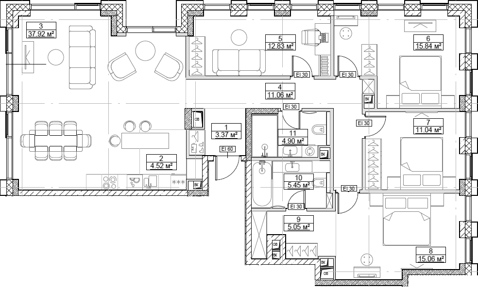 5-комн 165 м²