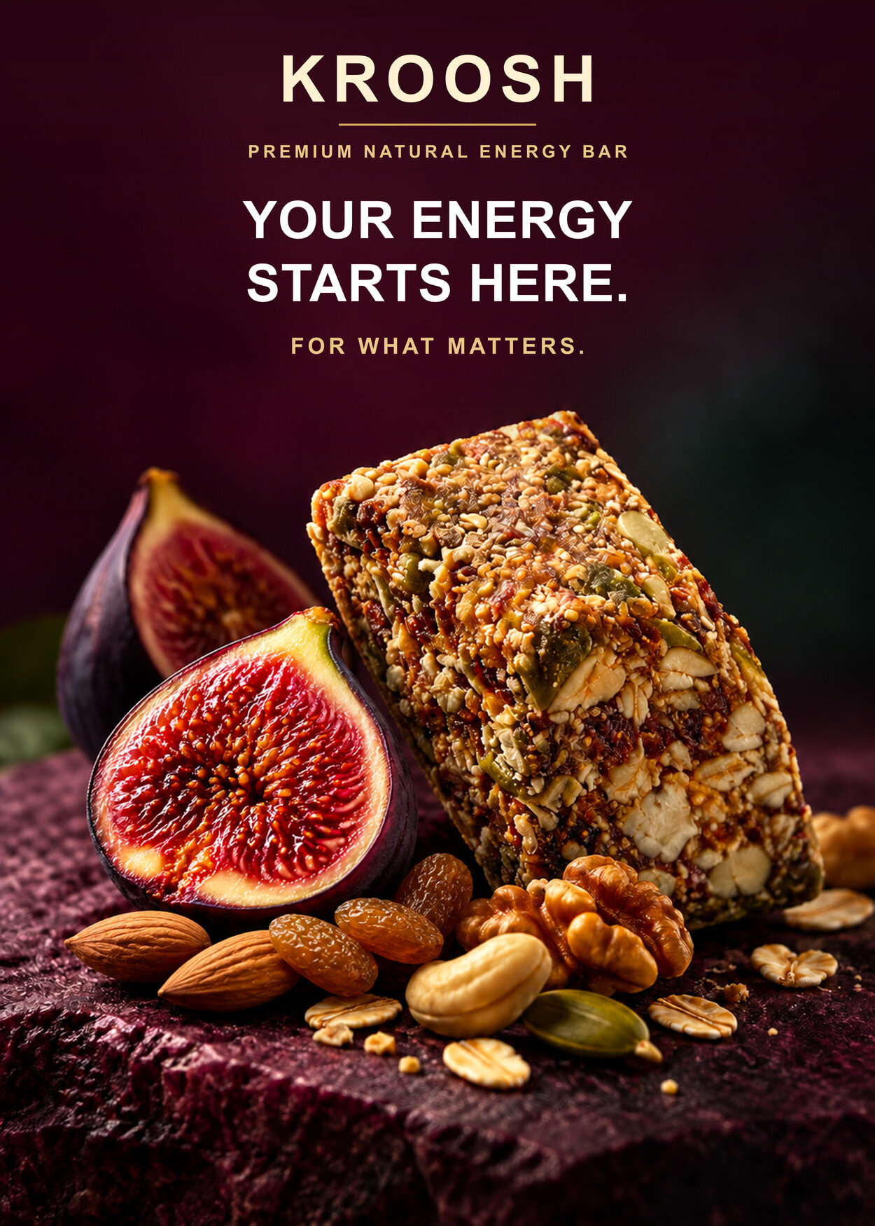 KROOSH natural nut bar and its packaging