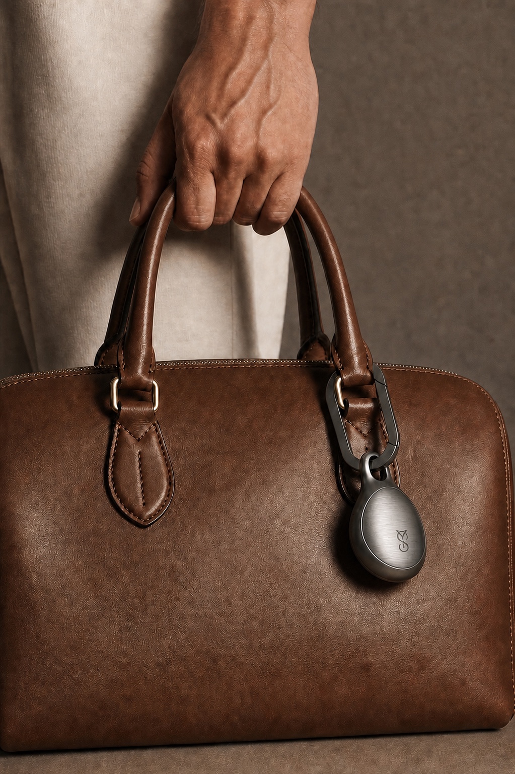 Yarvos Talis on a leather bag
