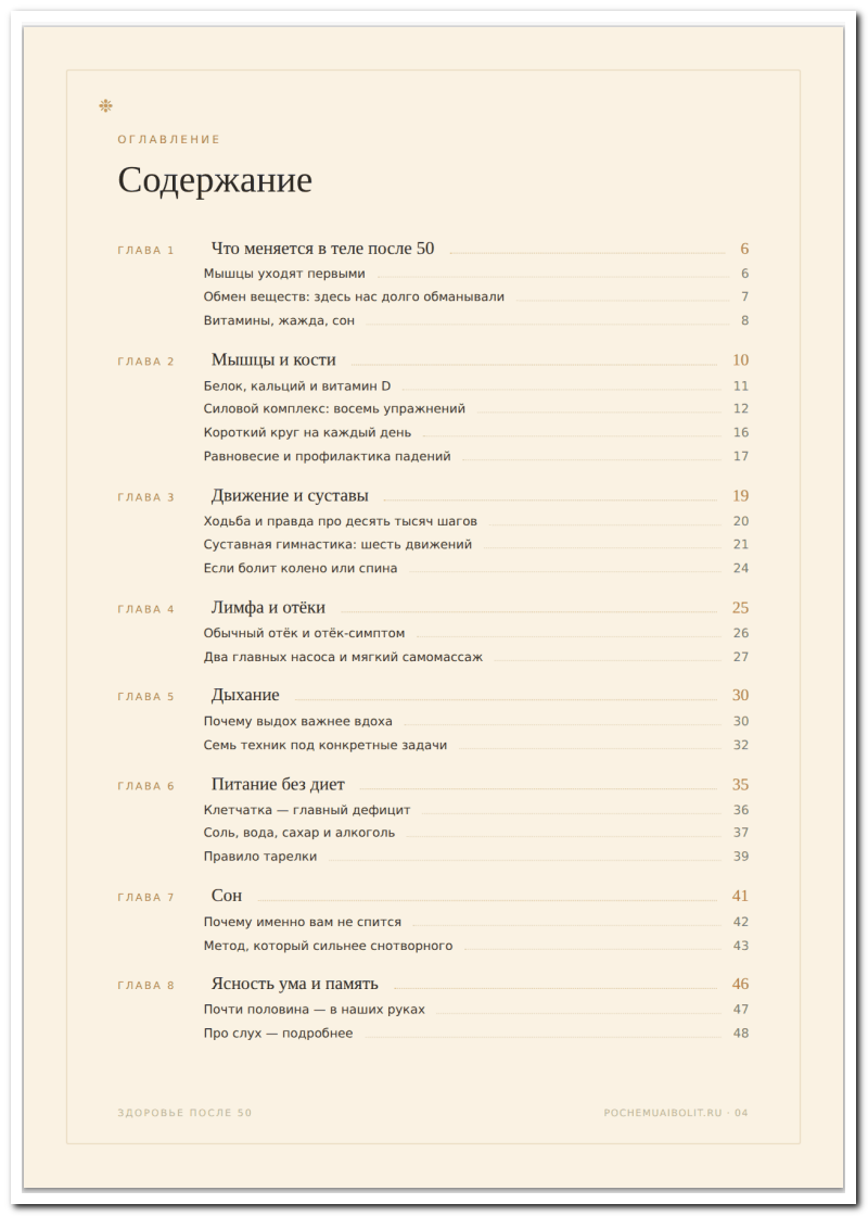 Оглавление книги, первая страница