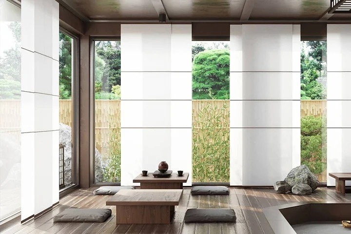 Купить японские шторы панели для зонирования | Шторы в японском стиле