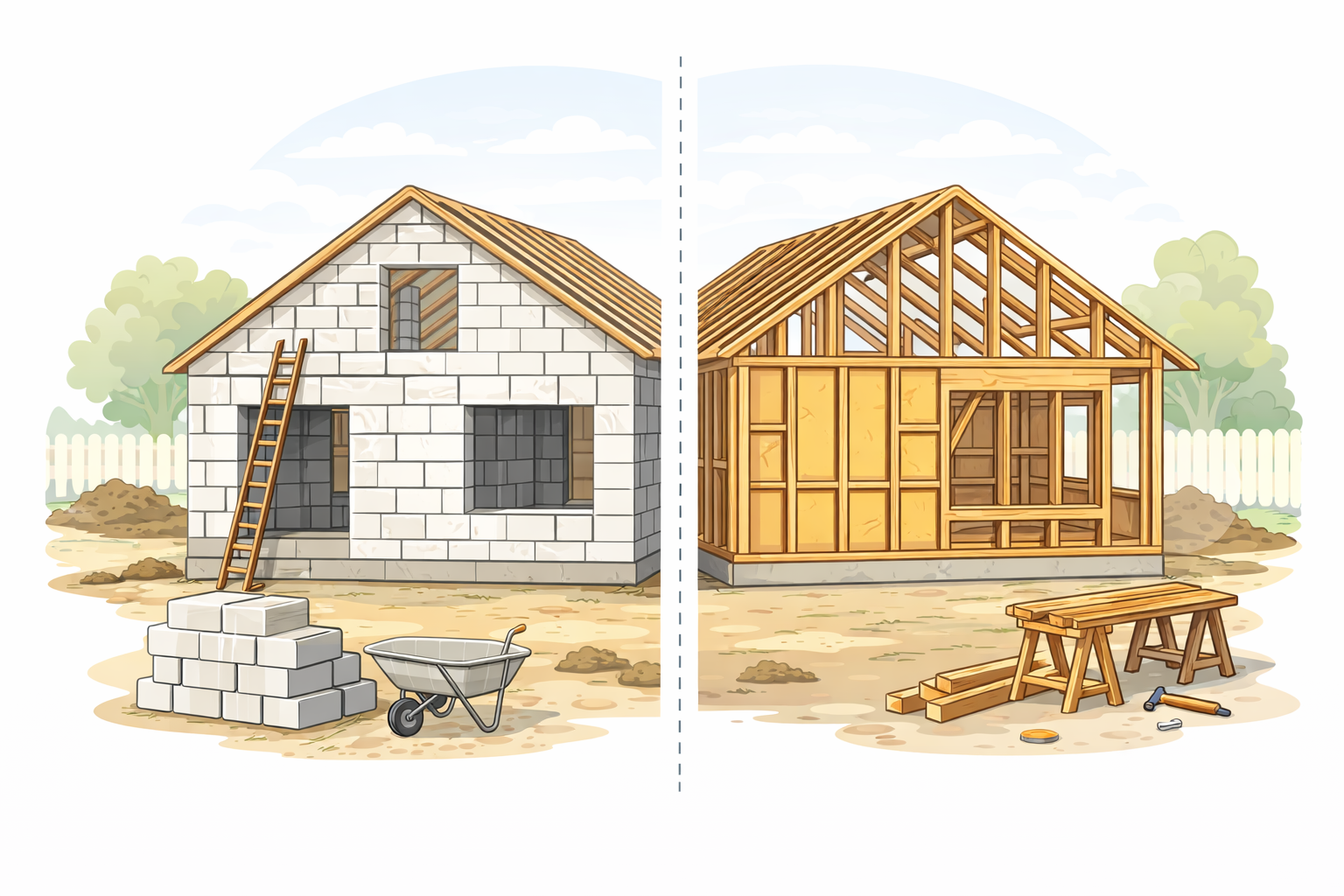 Сравнение дома из газоблока и каркасного дома — конструкция и строительство