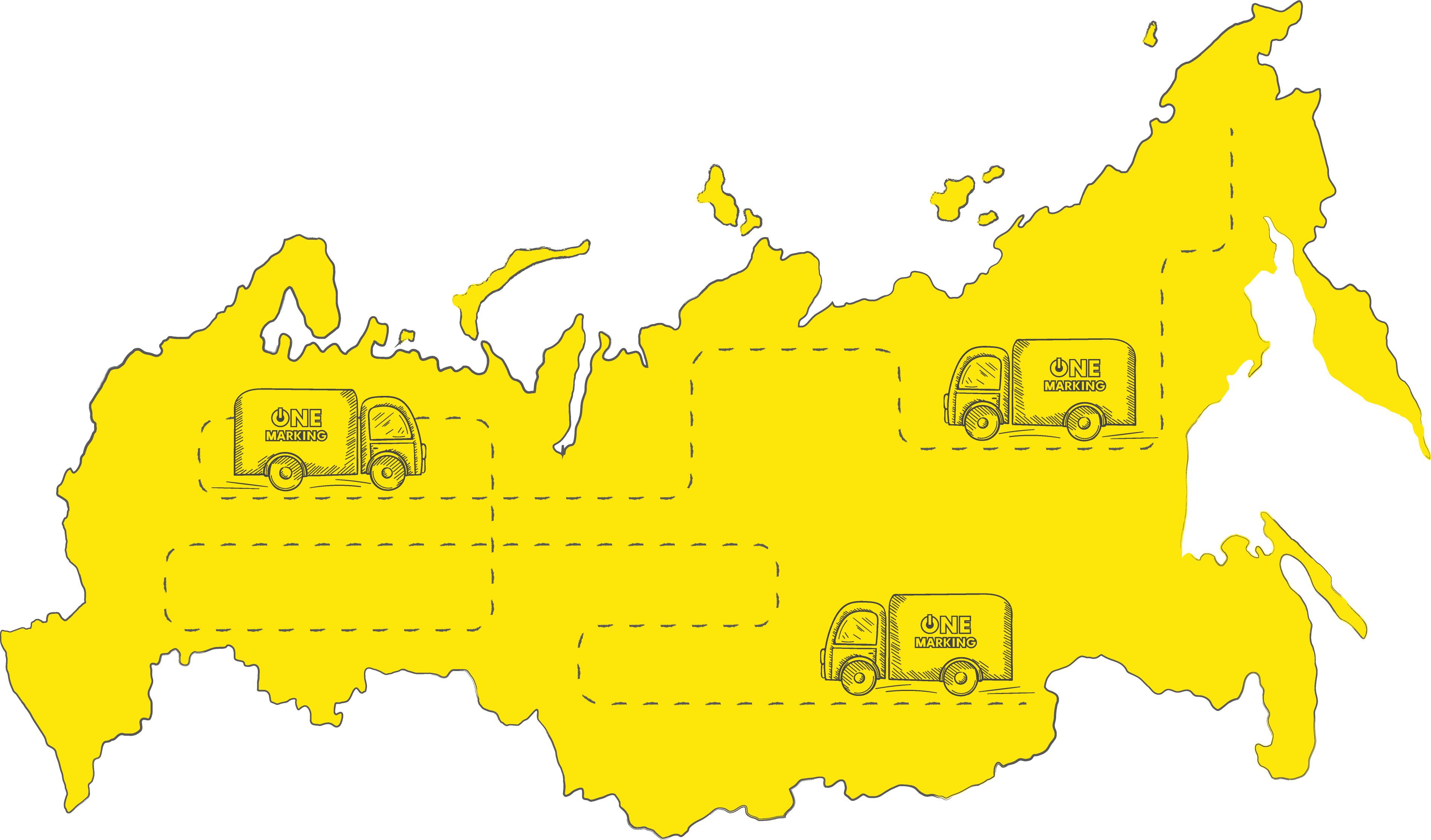 карта России с грузовиками One Marking