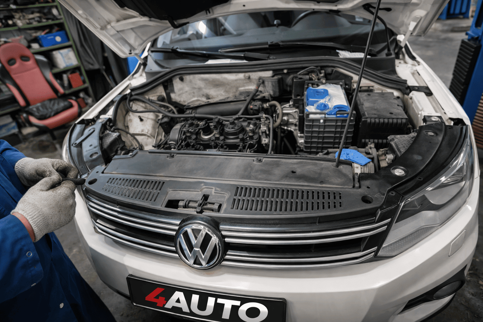 Разборка двигателя Volkswagen Tiguan диагностика попадания масла в антифриз через теплообменник