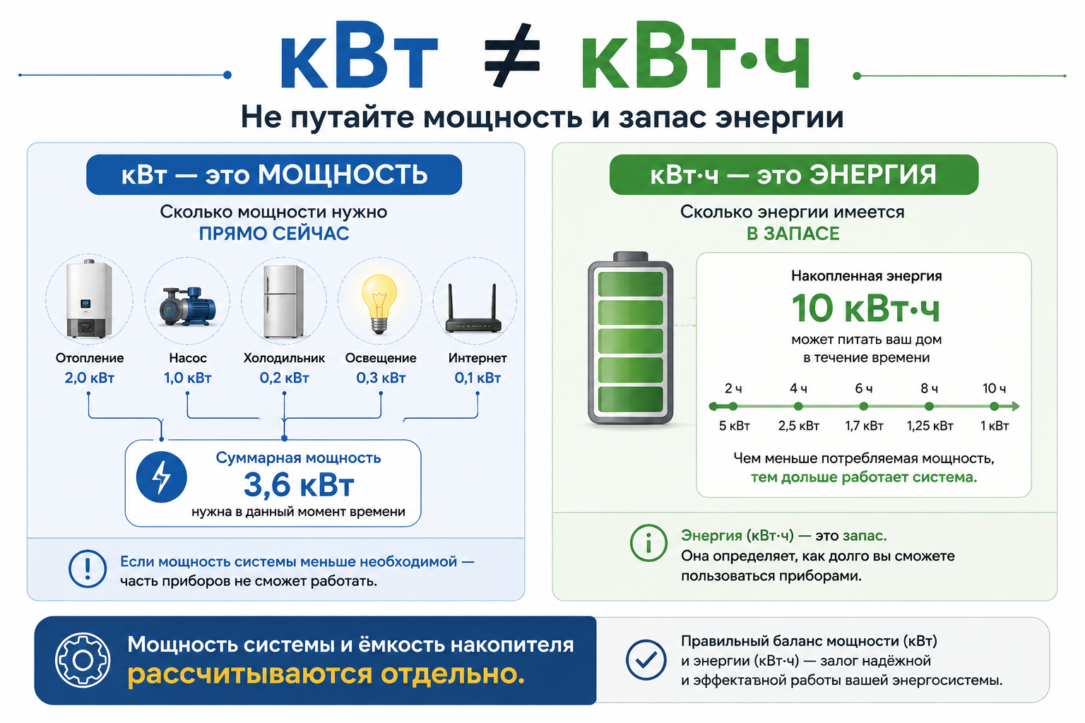 мощность батареи и емкость