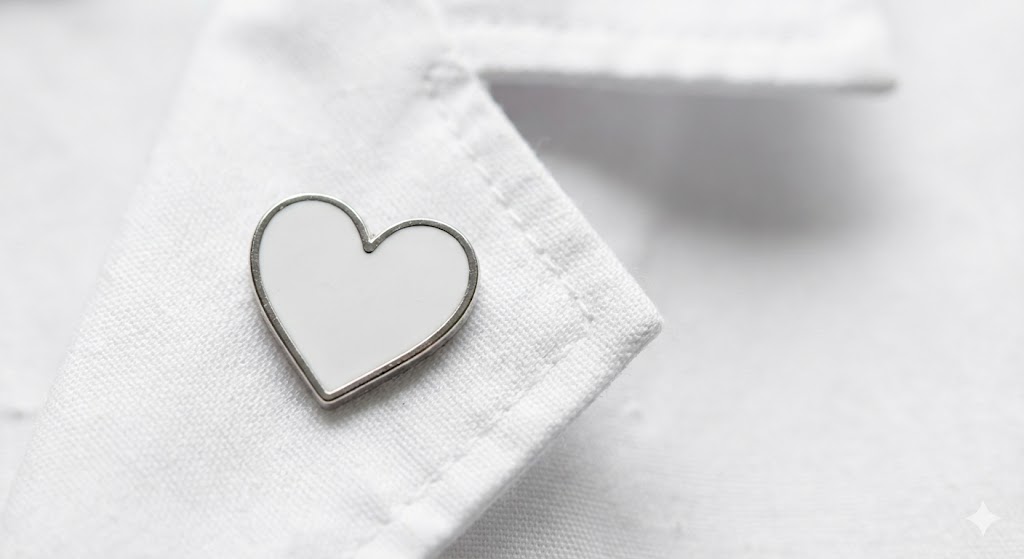 Символ дня медсестры белое сердце на медицинской форме 