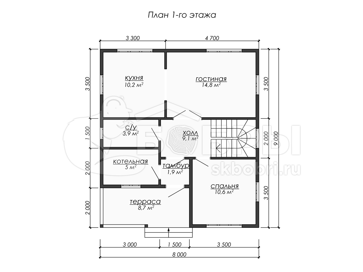 План брусового дома 6х4