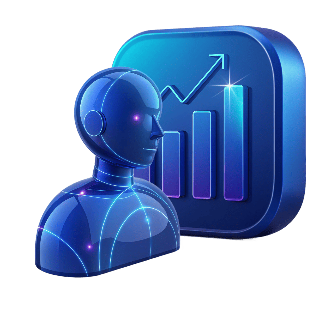 A man on the background of a graph growing upwards