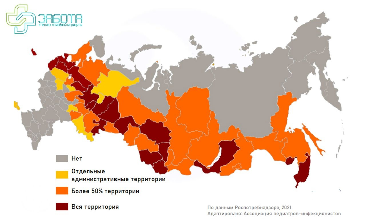 Энцефалит карта распространения