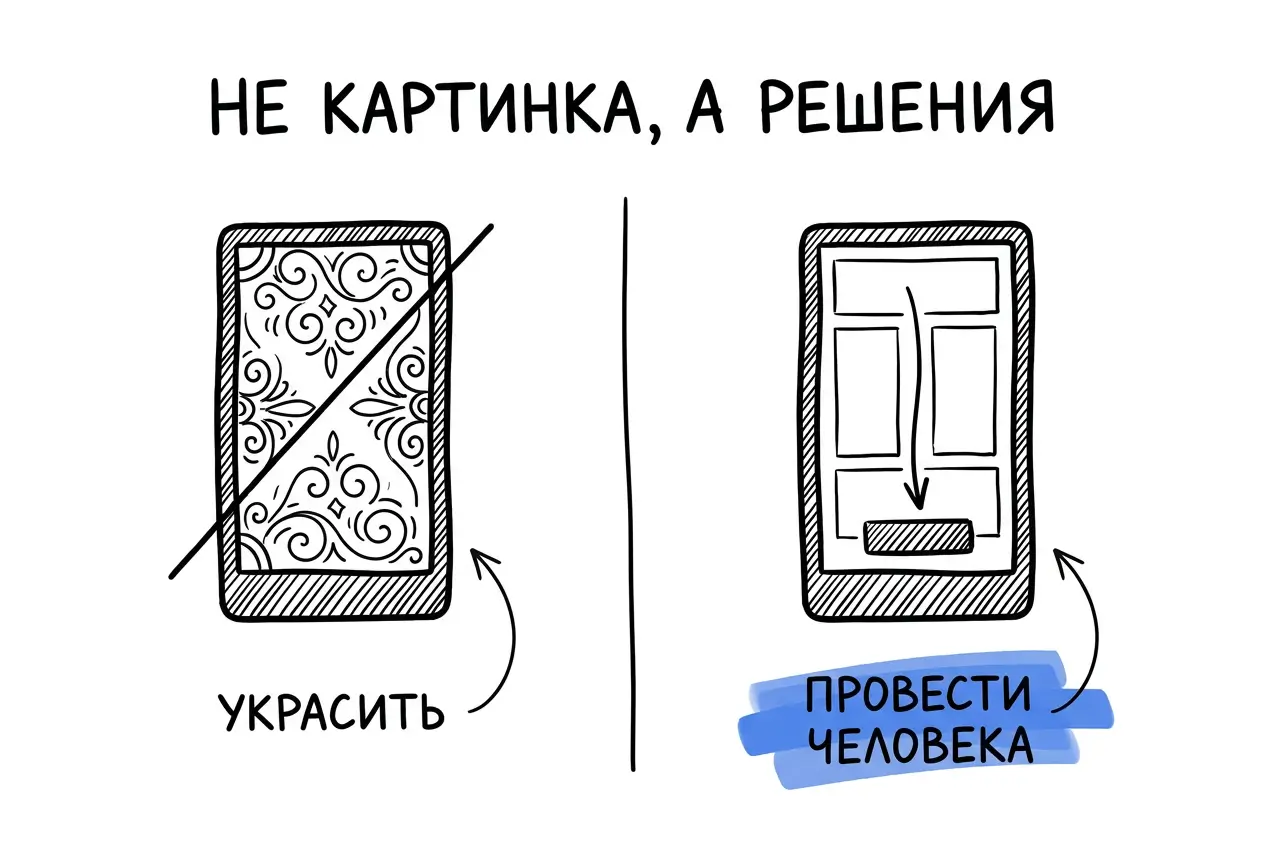 Дизайн решает, что человек увидит первым, а внешний вид идёт следом за этим решением
