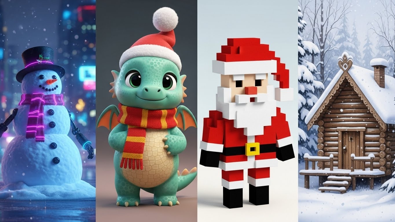 Примеры стилей генерации картинок нейросетью: Киберпанк, Пиксар, Пиксель-арт и Русская сказка.