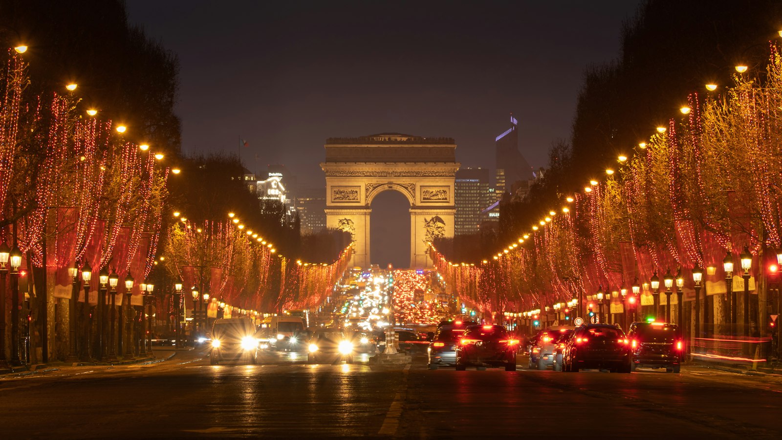 The Champs-Élysées at night in December