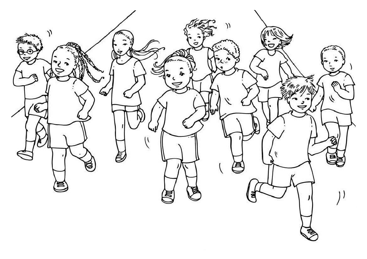 На рисунке показано несколько 1 движений игры. Игры для детей: раскраски. Дети раскраска для детей. Раскраски для детей в садик. Раскраска группа детей.