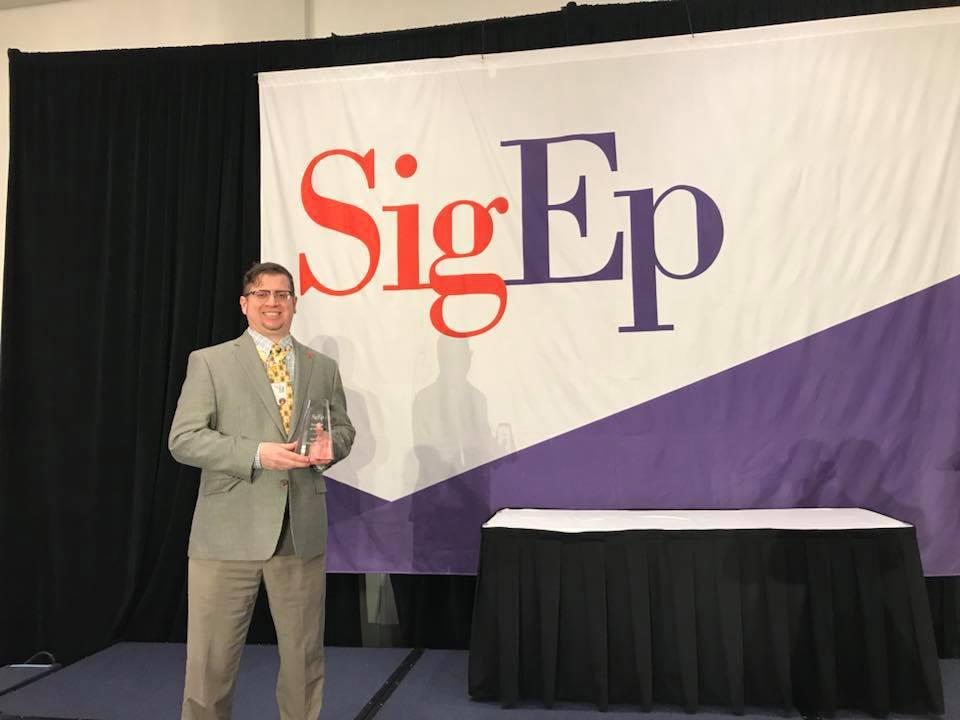 Tony with SigEp award
