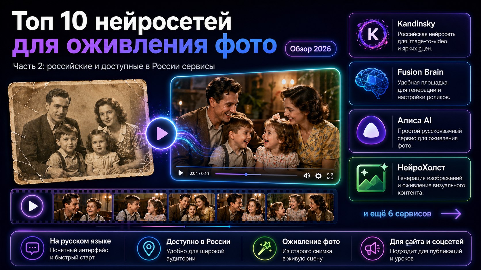 Топ нейросетей для оживления фото. Часть 2: российские и доступные в России сервисы