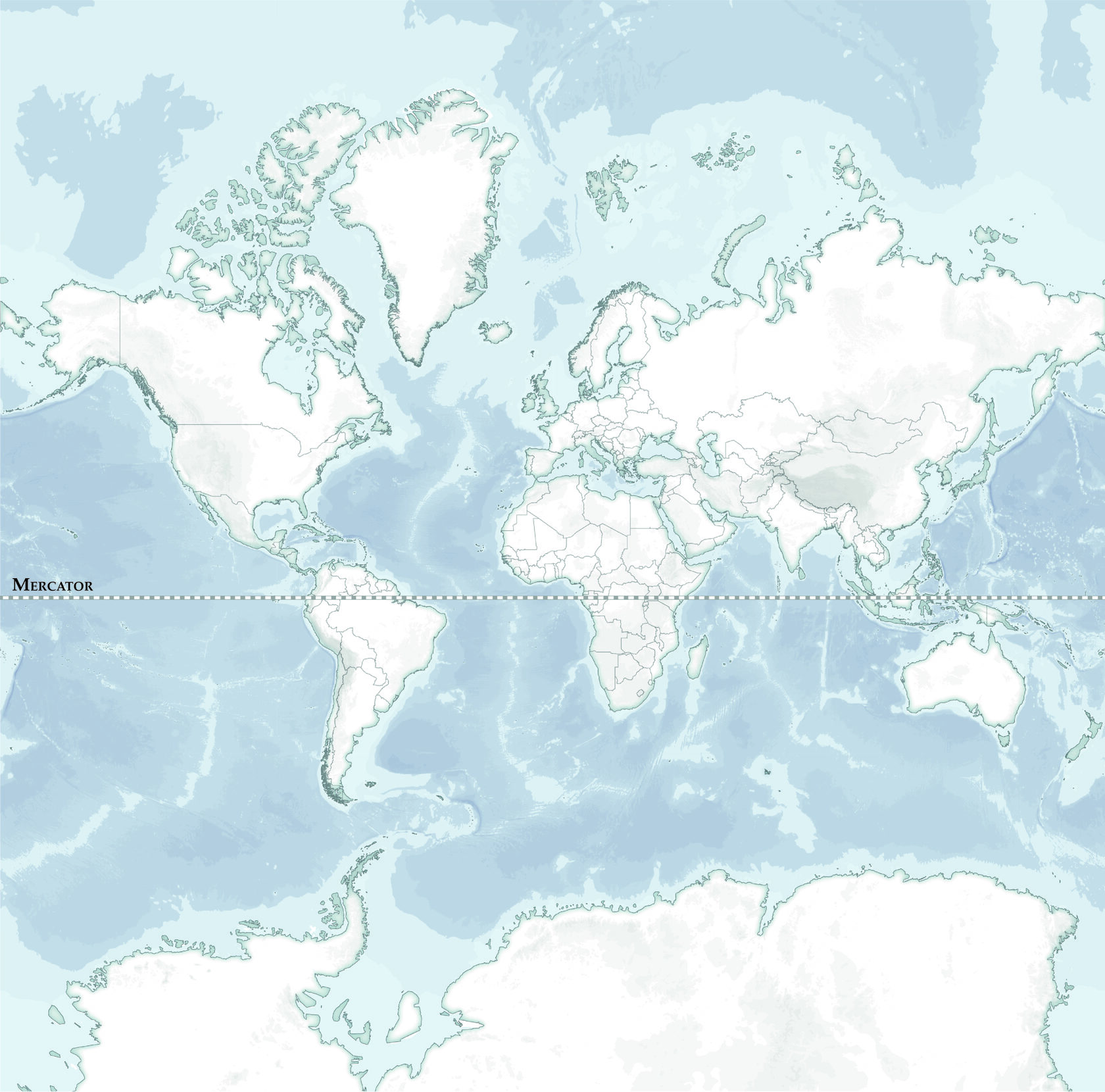 Carte du monde en projection Mercator