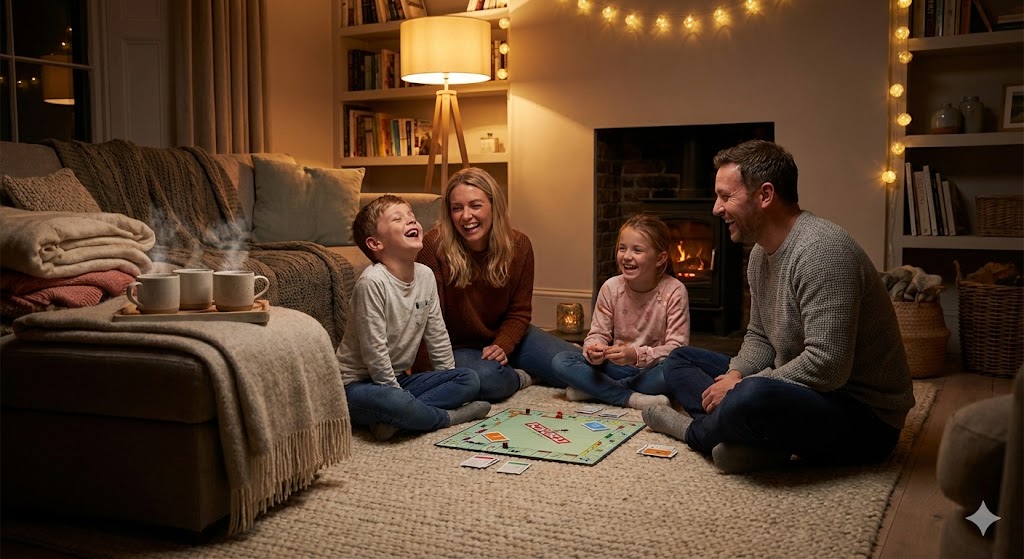 Уютный семейный вечер за настольными играми без гаджетов 