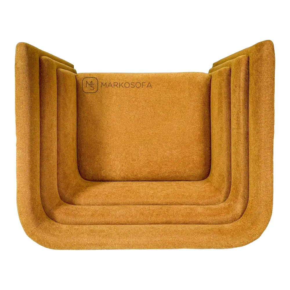 Дизайнерское кресло Сен Жермен в стиле нео-ар-деко, реплика Saint-Germain от Fabrice Juan, на заказ в рыжем велюре от компании Марко Софа