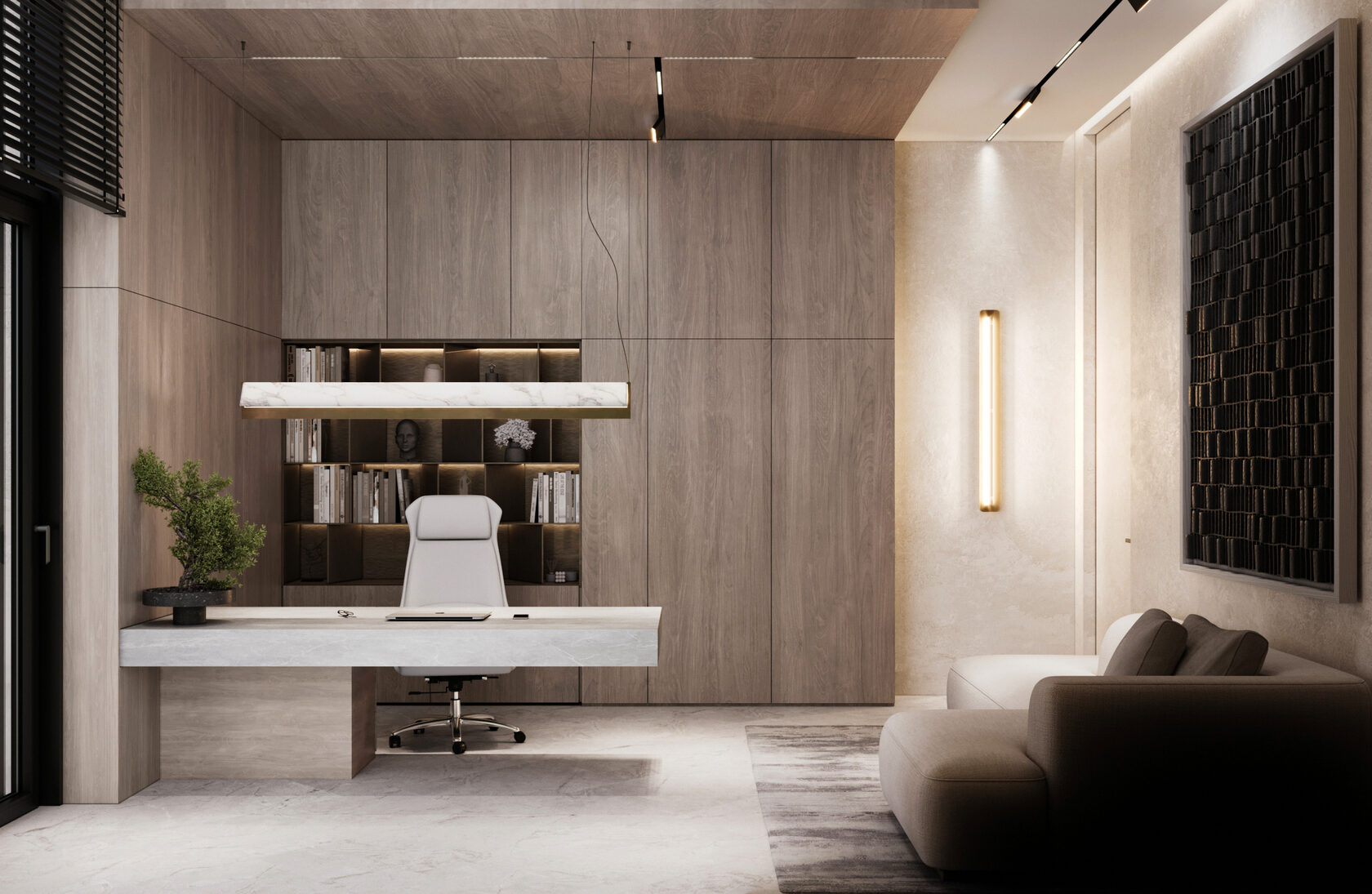 Дизайн кабинета с легким современным интерьером