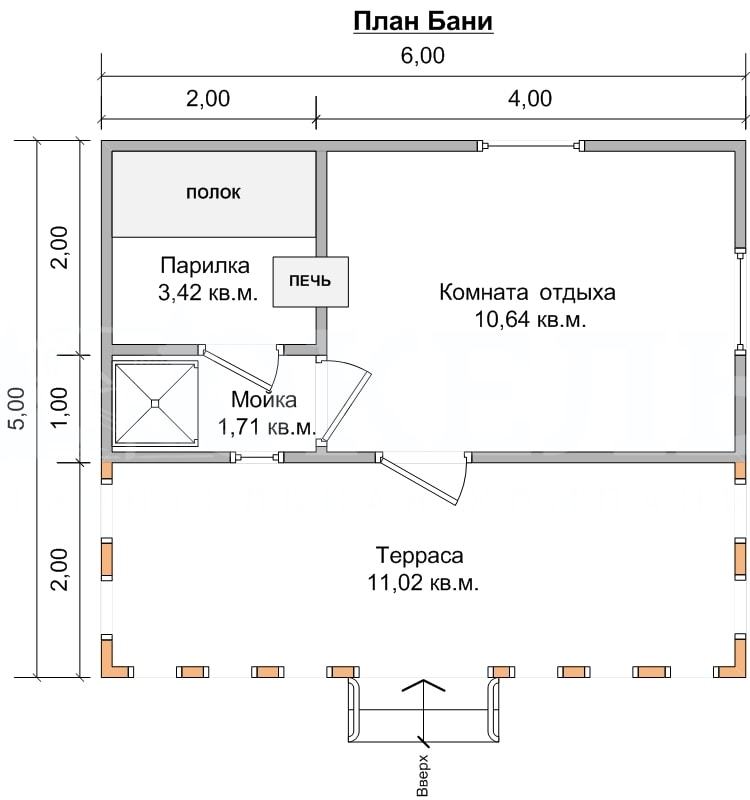 Баня прямоугольная план