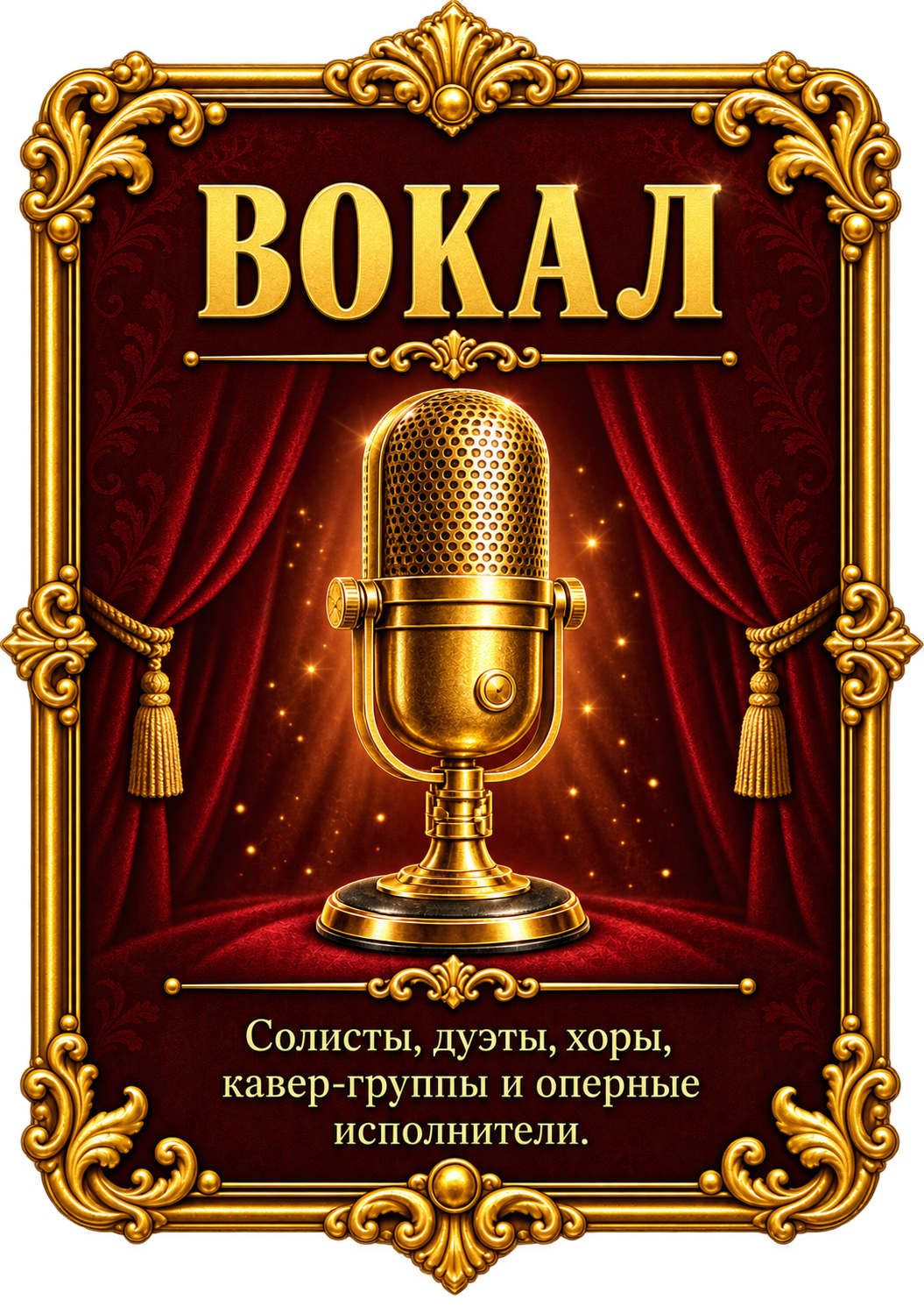 Вокал. Солисты, дуэты, хоры, кавер-группы и оперные исполнители.