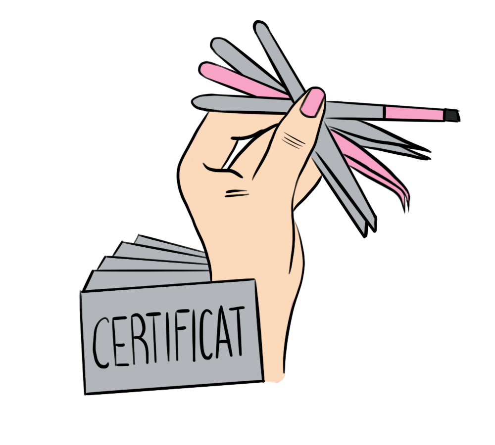 Иллюстрация, пинцеты, сертфикат