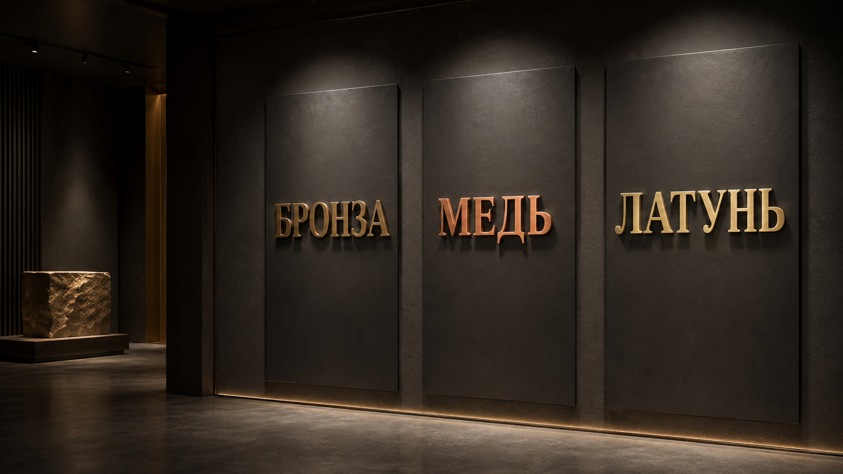 3D Рендер — буквы из бронзы, меди и латуни