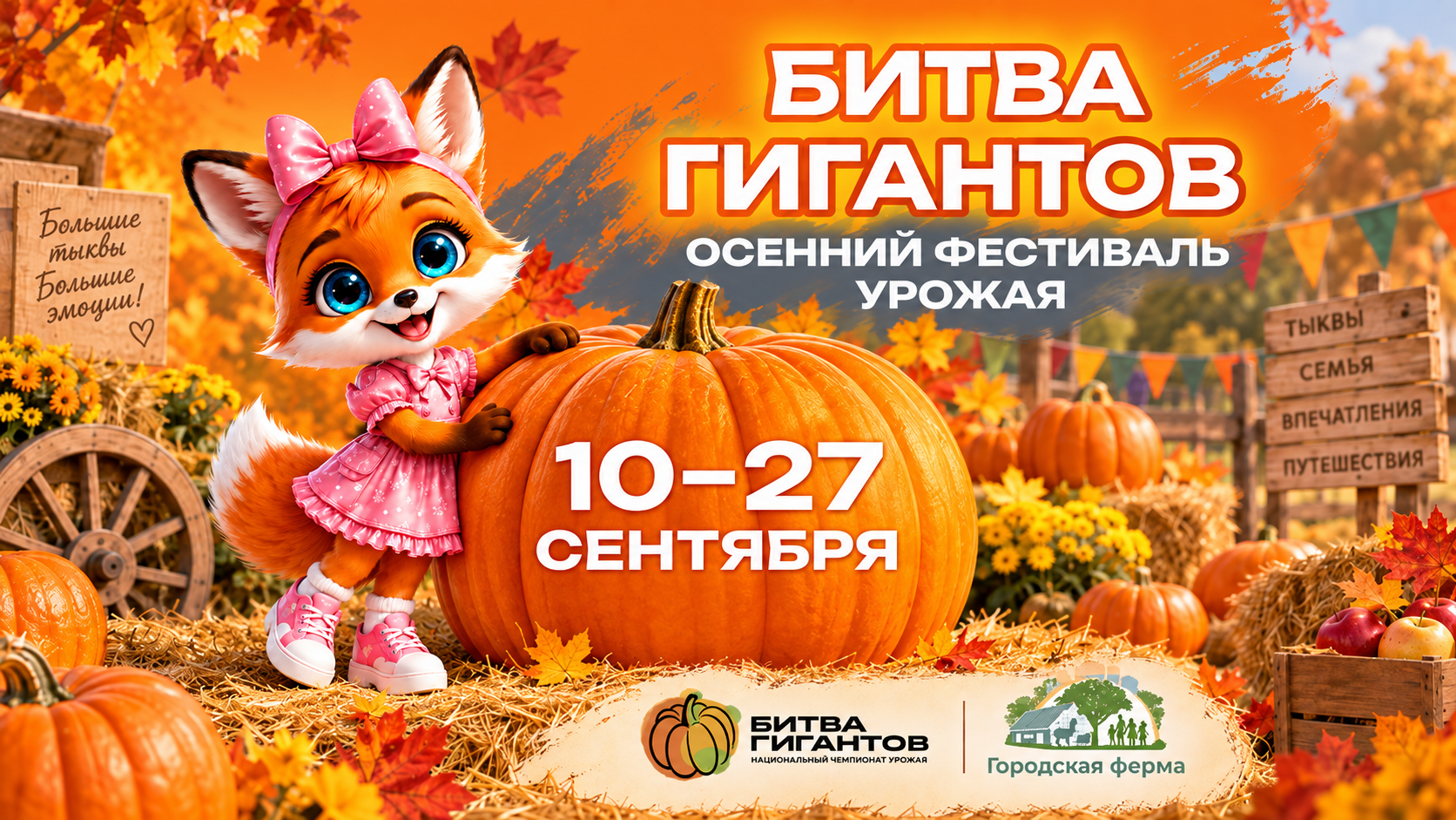 Осенний фестиваль урожая «Битва гигантов» на Городской ферме ВДНХ 10-27 сентября 2026