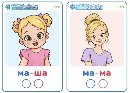 Карточки со слогами «ма-ша» и «ма-ма»