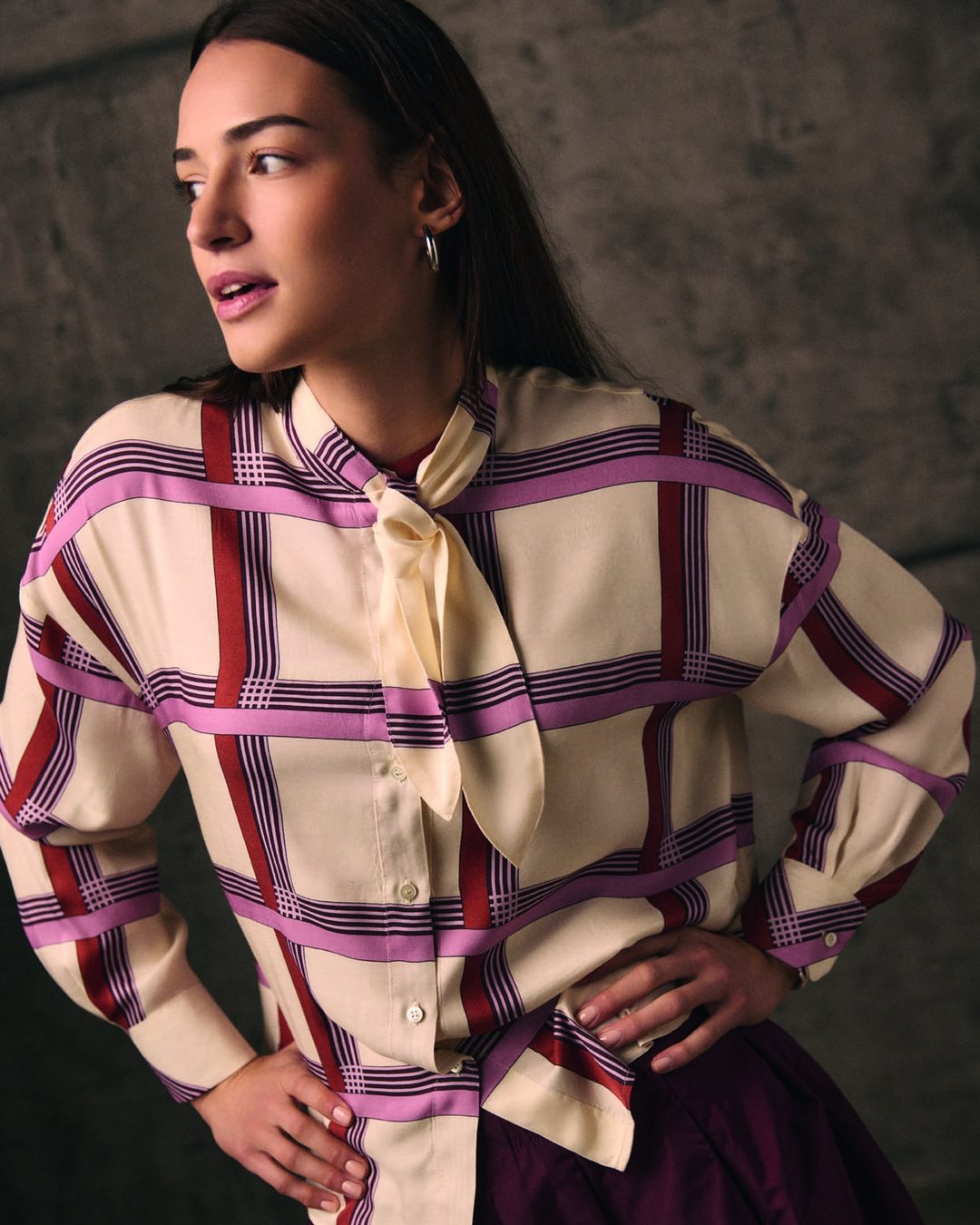 Zanetti 1965 Autunno-Inverno 2026-27: camicia a quadri con fiocco al collo